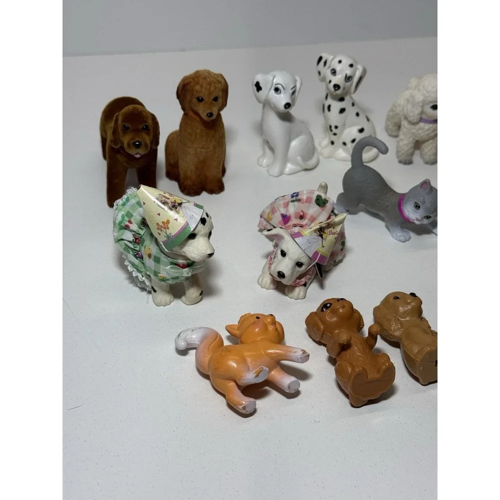 Barbie Pet Lot of 14. Marshmallow Cat, Dalmatian , Flocked Lab, Poodles +